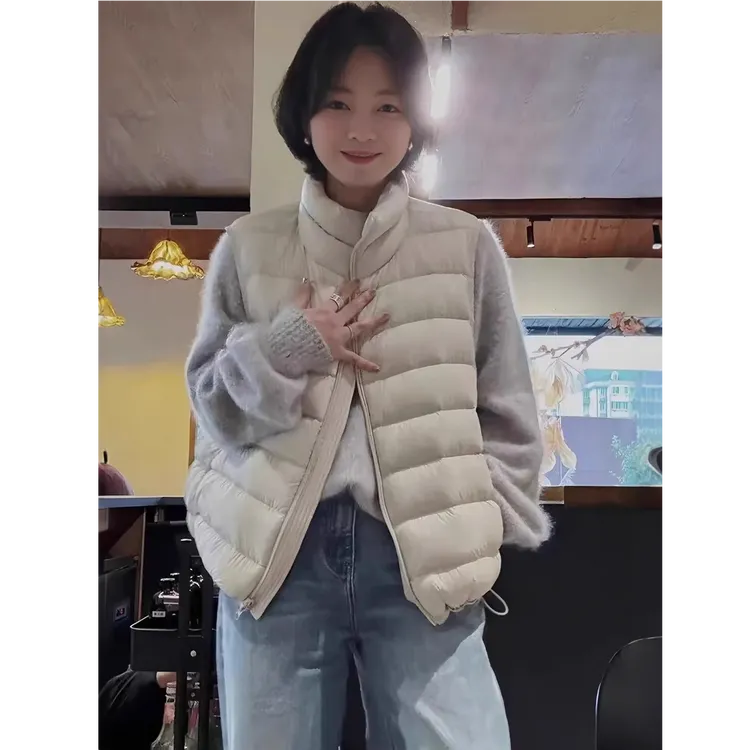 白鸭绒马甲女短款背心秋冬2025新款韩版宽松高级感小个子坎肩