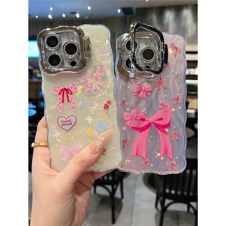 适用苹果系列iPhone16新款手机壳时尚满屏蝴蝶结全包隐形支架镜头