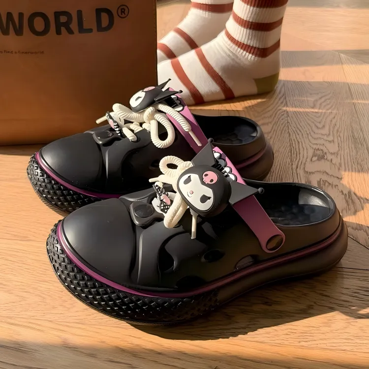 库洛米三丽鸥洞洞鞋2025夏季新款爆款可爱厚底防滑外穿卡通凉拖鞋