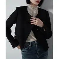 宝丫轻奢  T女式通勤设计感圆领宽松短款外套K1235