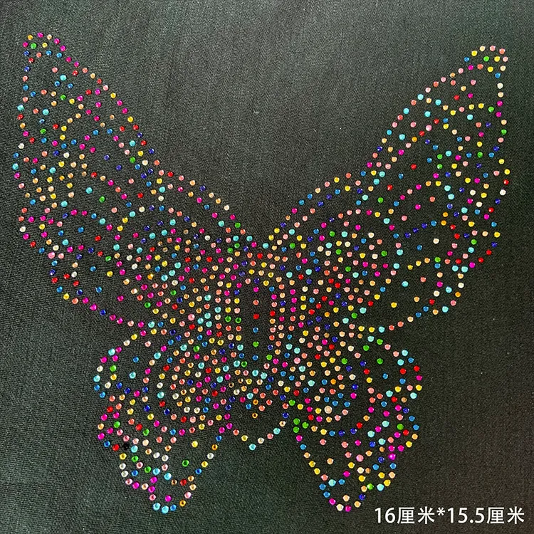 烫钻蝴蝶图案贴logo贴钻补丁贴潮流服饰衣帽饰品自粘可水洗diy100