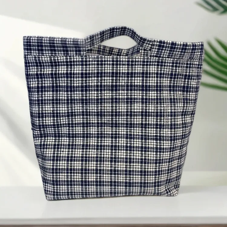 【手工不易，No退换】AB双面老土布时尚格子单肩手提包手拿包托特包