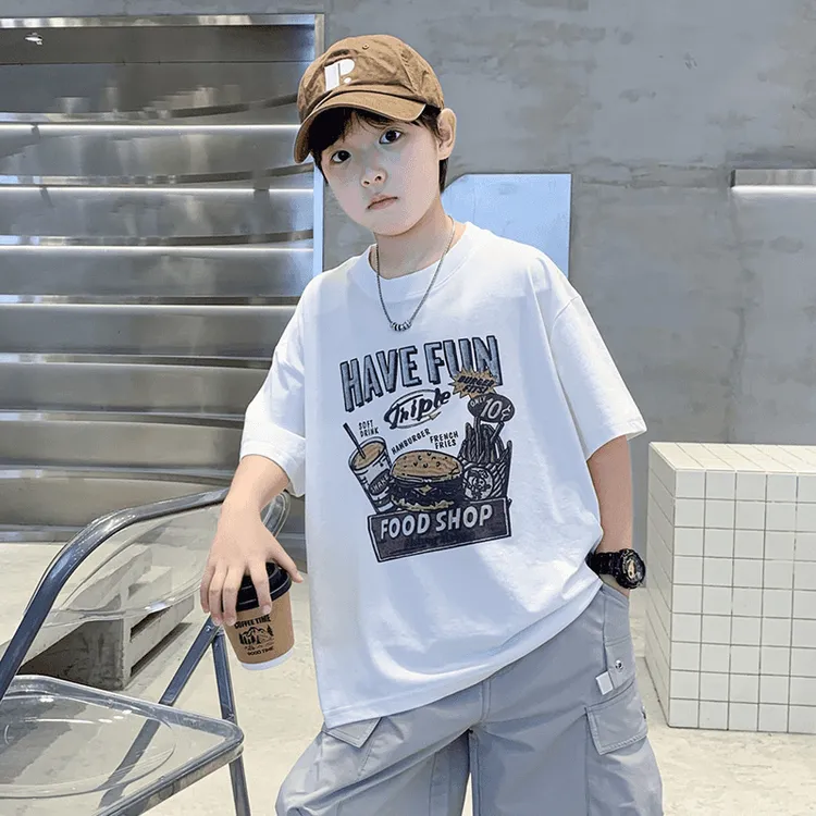 男童短袖夏季薄款宽松2025中大童休闲韩版半袖儿童夏款套装洋气潮