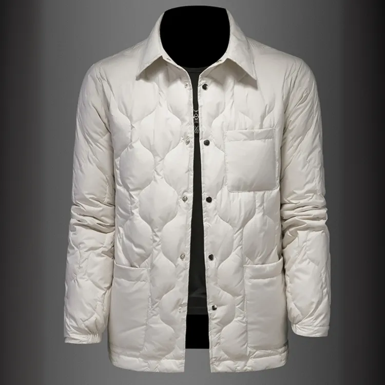TERINELO/黛芮奈勒鹅绒羽绒服男冬季外套修身轻薄商务休闲保暖
