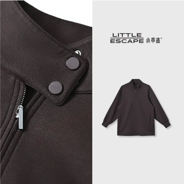 小乖逃双色！休闲舒适咖色卫衣秋冬上衣长款高领立领宽松M9311