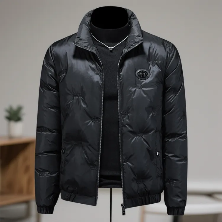 巴赛娜缇时尚刺绣男士羽绒潮个性冬季新款加厚时尚休闲羽绒服外套