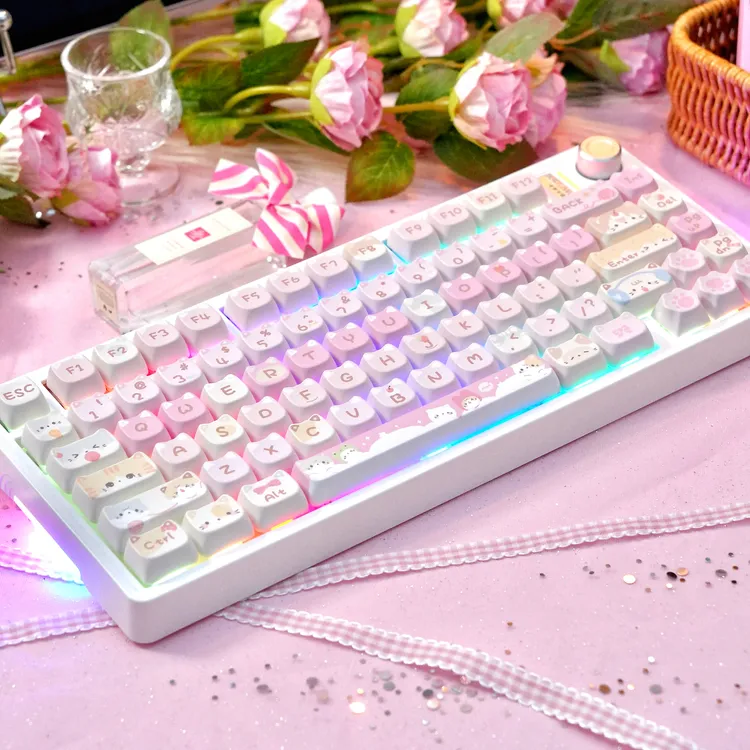 猫尔本M75Pro三模无线客制化8000毫安可爱机械键盘亮度手感升级版