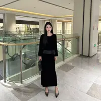 Liixu2025秋装新款两件套高级显瘦丝绒连衣裙套装女Q53TZW5031