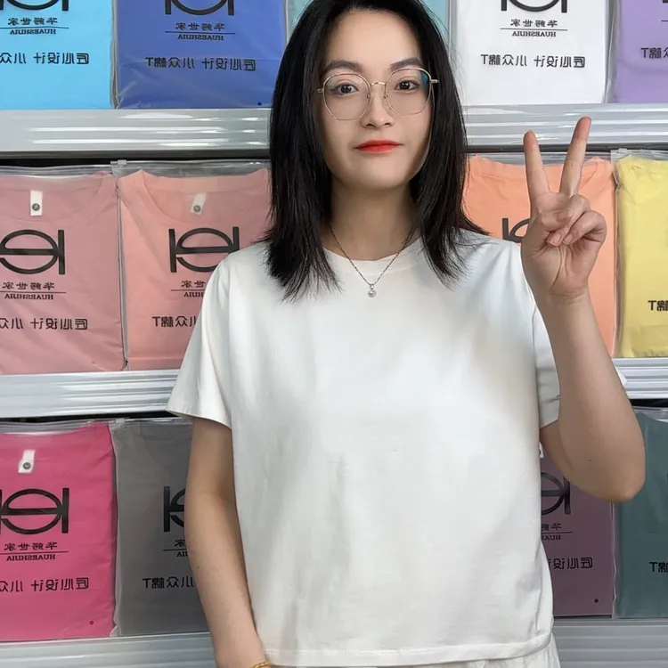 白色 女款T恤 中式国风 小众短袖休闲女T恤 好品质宽松版 短款女T