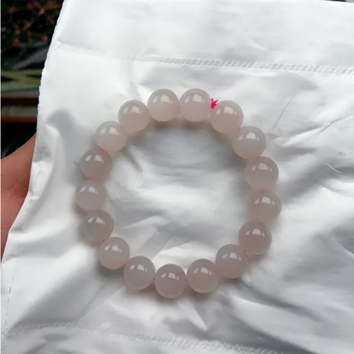 和田玉藕粉卡12手串