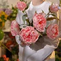 粉色牡丹花 干枯牡丹 仿干花 餐桌花 简约风 茶几花 仿真花