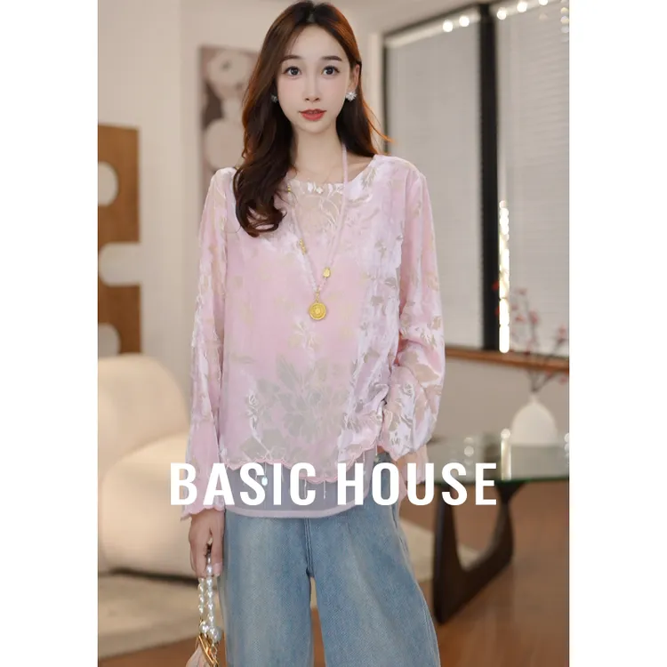 Basic House/百家好新中式初秋薄款植绒小衫B1195B5Z932