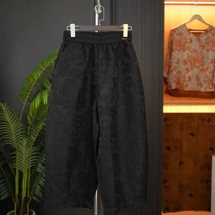 【忆江南花苞裤】重磅新中式国风复古松紧腰浮雕提花加绒加厚秋季