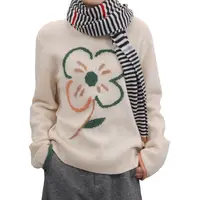 FLORA&AILEY【星线好物】圆领花朵提花套衫SYZTD3F0736