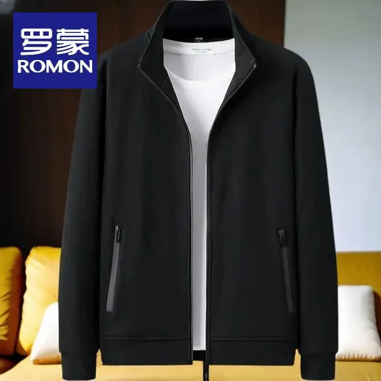 Romon/罗蒙高品质秋冬立领开衫中老年运动服跑步健身休闲宽松夹克