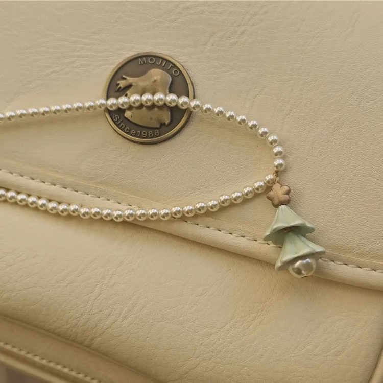 合金吊坠 mini松绿圣诞树氛围珍珠项链时尚锁骨链饰品金色精致