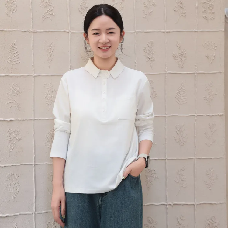 麻享【云系列 ·索罗娜SLN·Polo长袖】汉麻索罗娜女翻领上衣FSY50871