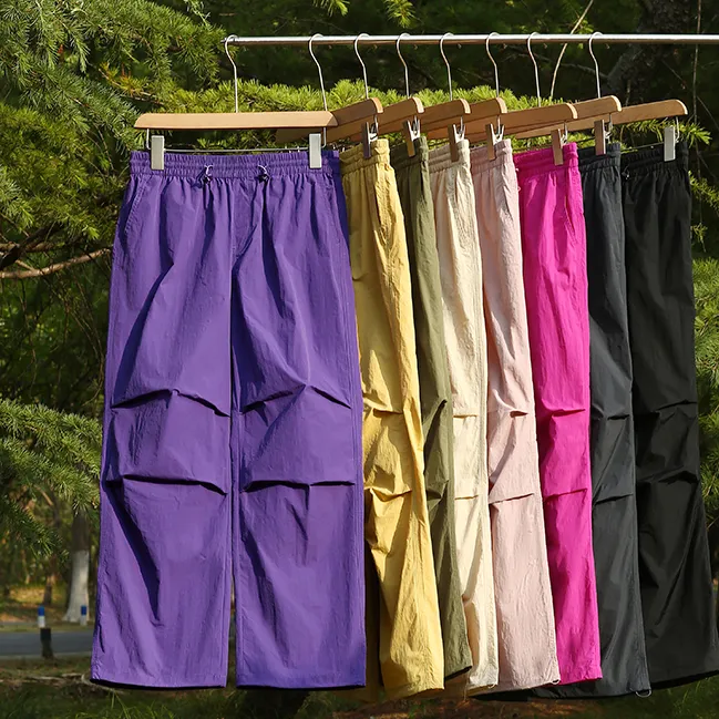 夏季新款捏褶宽松速干伞兵裤阔腿裤百搭长裤休闲裤男女情侣款5273