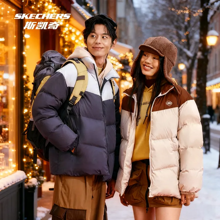 【斯凯奇】冬季新款男女情侣保暖运动蓄热保暖厚羽绒服外套L324U104