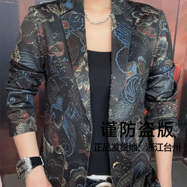 【慕克男装】25新款秋季时尚个性潮流休闲修身单件男士长袖西服