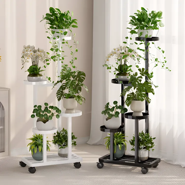 花架子客厅落地式植物多肉花盆托架铁艺多层可移动花架置物架阳台