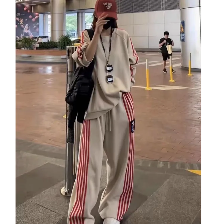 纯棉休闲运动服套装女大码春秋冬季休闲显瘦韩版卫衣套装女两件套