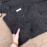 秋冬新品【茶灰色】圆领纯色宽松长袖针织衫休闲开衫毛衣外套 023