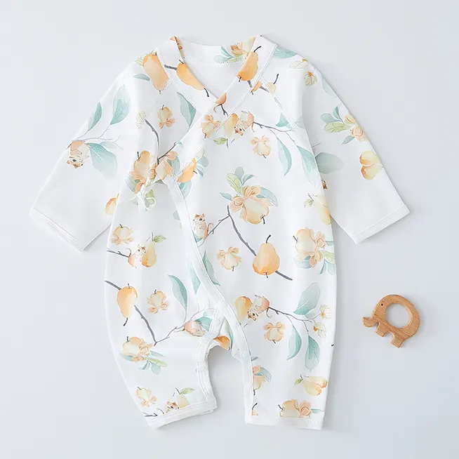 婴儿衣服春秋男女宝宝护肚连体衣新生儿纯棉月子长袖打底哈衣爬服