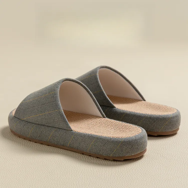 2025新款秋季男士亚麻拖鞋室内家居防滑防臭静音软底无声拖鞋女款