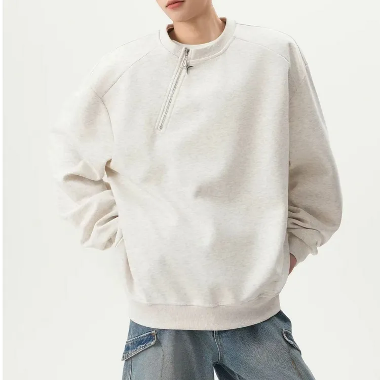 300斤大码美式男士圆领卫衣拉链加绒套头秋冬男款长袖秋冬款t恤