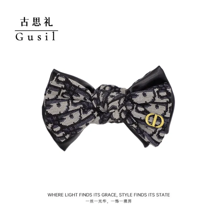 韩国复古印花蝴蝶结香蕉夹GS9154