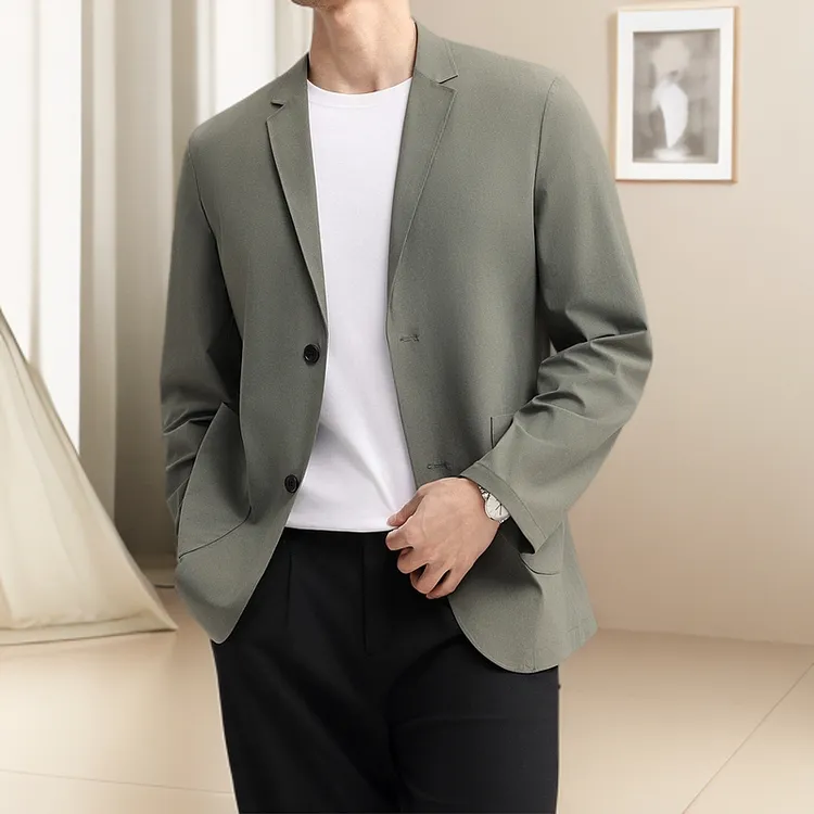 休闲西装男夏季轻薄无痕免烫冰丝西服男装抗皱商务外套大码防晒衣