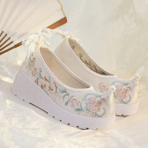 春夏新汉服鞋女厚底古装鞋古风绣花鞋翘头弓鞋明制汉元素马面裙鞋