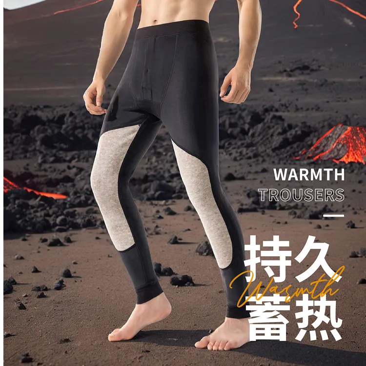 男士冬季加绒加厚护膝保暖裤德绒线裤加肥加大款