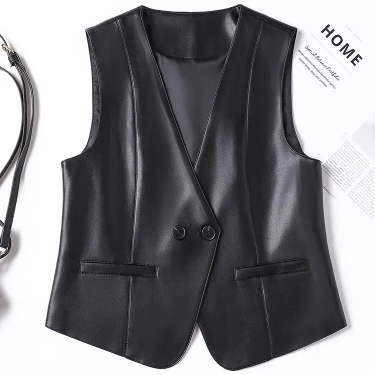 （1612）海宁真皮绵羊皮女士休闲百搭皮马甲