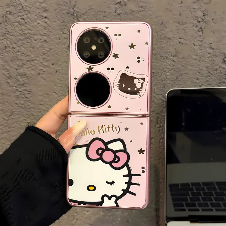（华为pocket2系列）金属镜面折叠适用华为p50/pocket2手机壳kitty