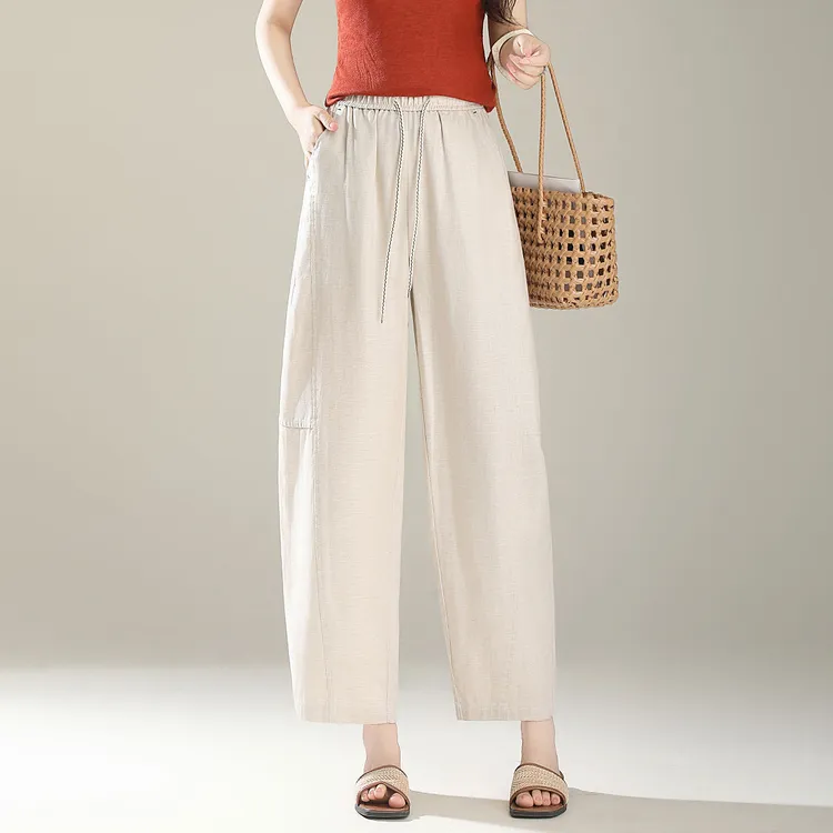 【莱赛尔天丝亚麻】2025新款薄款宽松哈伦裤九分裤显瘦小个子垂感