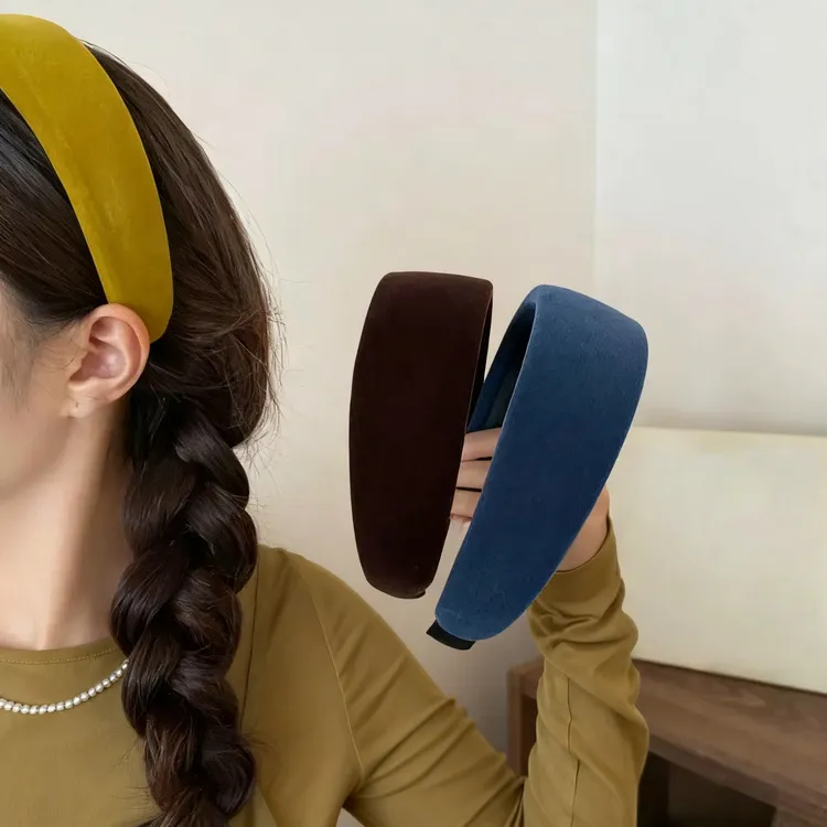 韩系加宽加厚丝绒宽边发箍女高颅顶显脸小压发头箍气质百搭发饰女