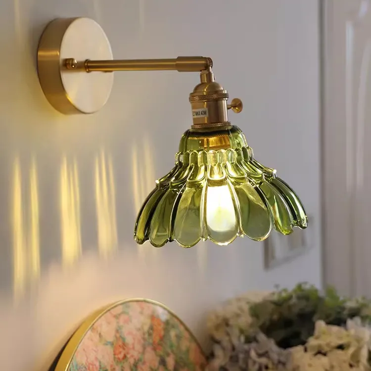 小清新绿色铃铛花壁灯日式现代简约床头灯背景墙走廊洗手间镜前灯