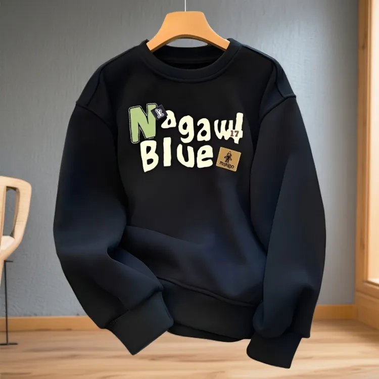 啄木鸟秋冬加绒加厚款可选男士百搭套头休闲百搭卫衣宽松印花上衣