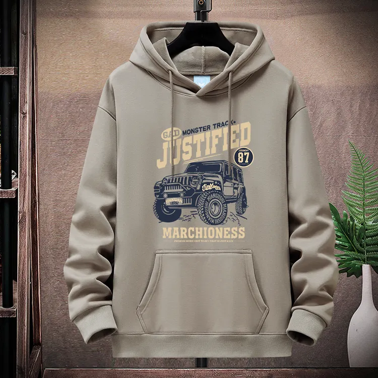 加绒秋冬新款男士重磅加厚连帽卫衣时尚学生情侣套头男士加绒卫衣