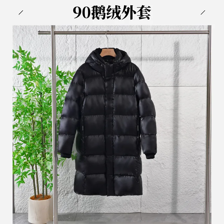 【90%鹅绒 大码充绒量300g】冬季情侣款长款高蓬松连帽羽绒服ZJ269