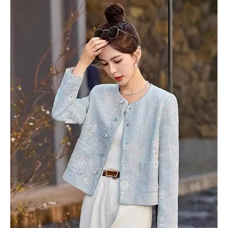 2025新中式刺绣短外套国风春季休闲百搭春季小个子小香风洋气外套