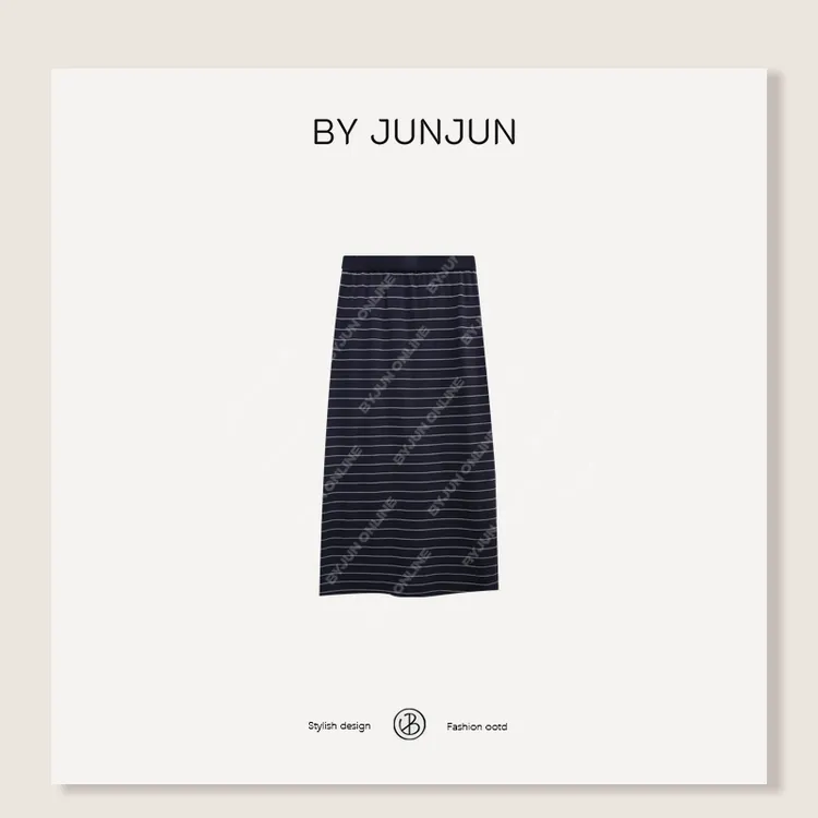 Byjunjun【海魂狂想】开叉针织条纹半裙C25Q8369