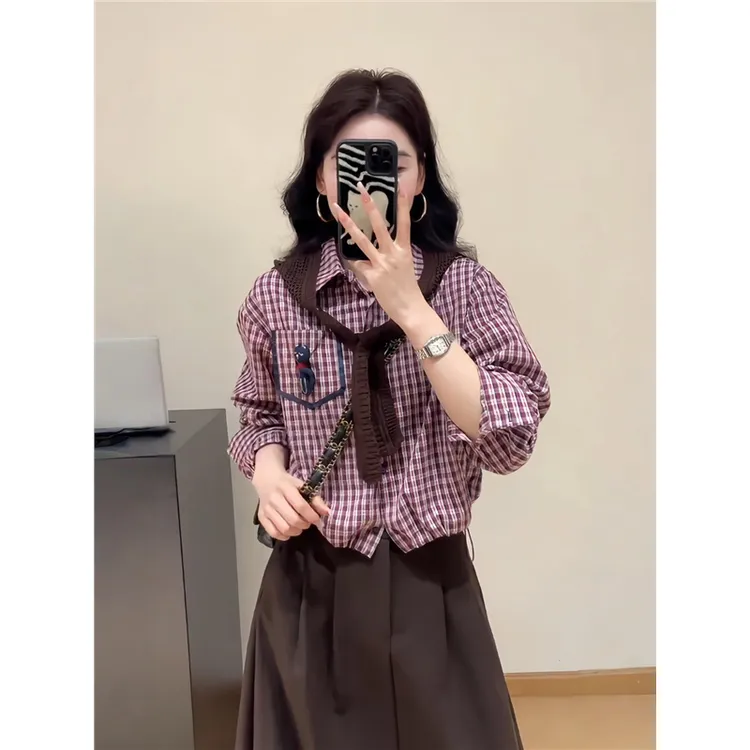 大码时尚法式长袖衬衫女秋季2025新款设计感衬衣胖MM遮肉显瘦上衣