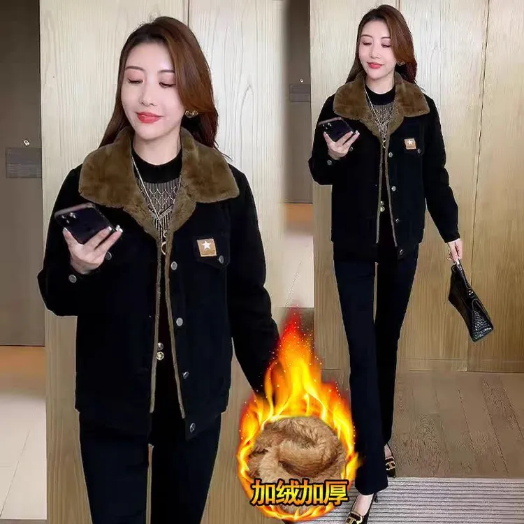 9960常规POLO领长袖常规款修身型棉衣女装秋冬外套加绒