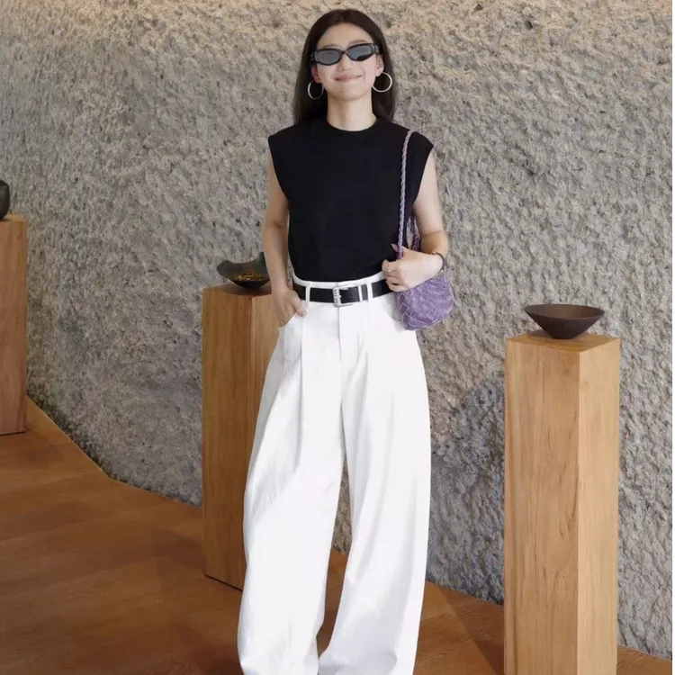 2025早秋新款时尚套装气质显瘦洋气休闲百搭无袖背心上衣宽松长裤