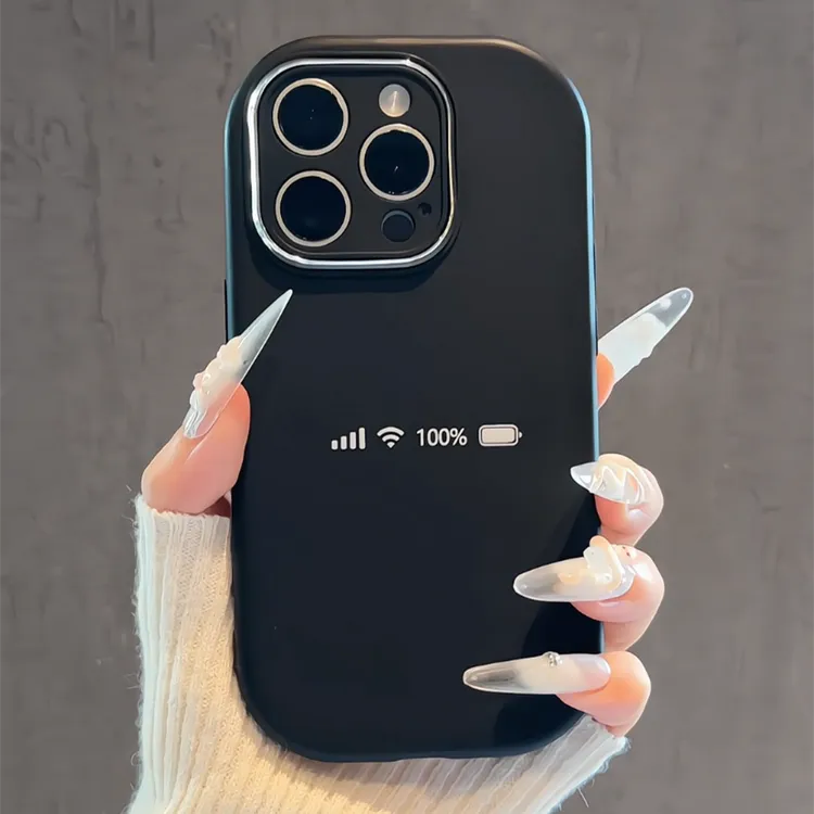 适用苹果15金属小胖妹Phone16手机壳华为p电量100%小众mate70创意