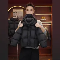 儿童白鸭绒羽绒服冬季新款中大童保暖黑色羽绒服外套连帽加厚