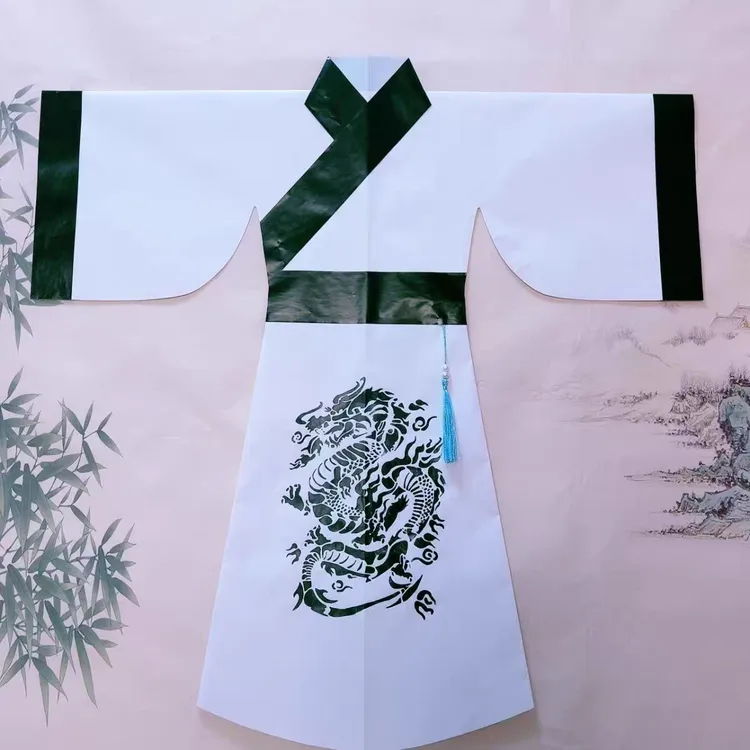 纯手工神仙纸衣服书生仙袍战袍古风通用款男龙款花纹四大家族通用